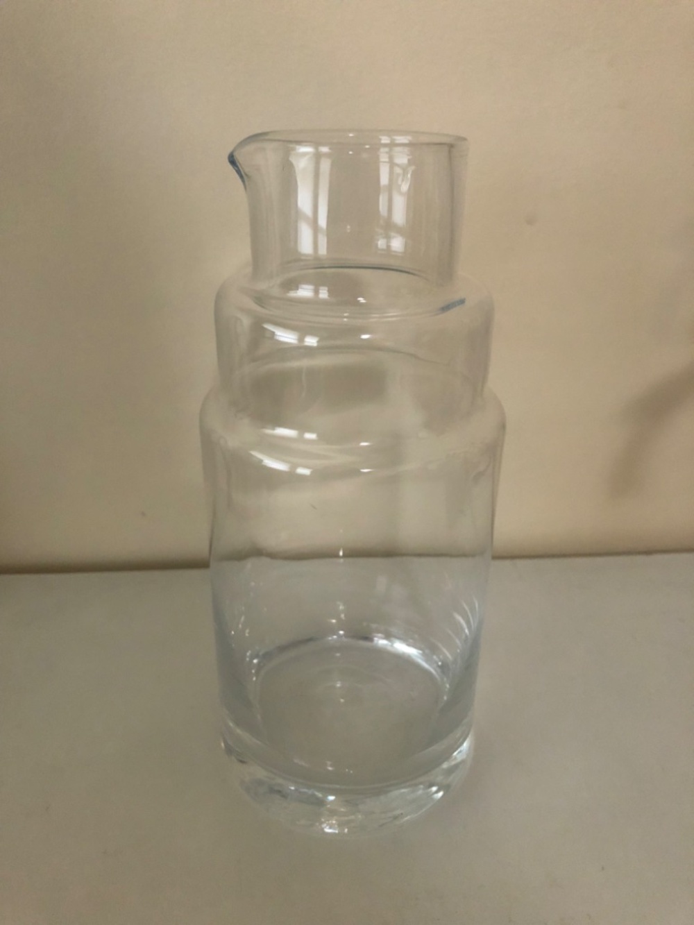 Water pitcher glass slim design 7.75 inch x 3.25 inch